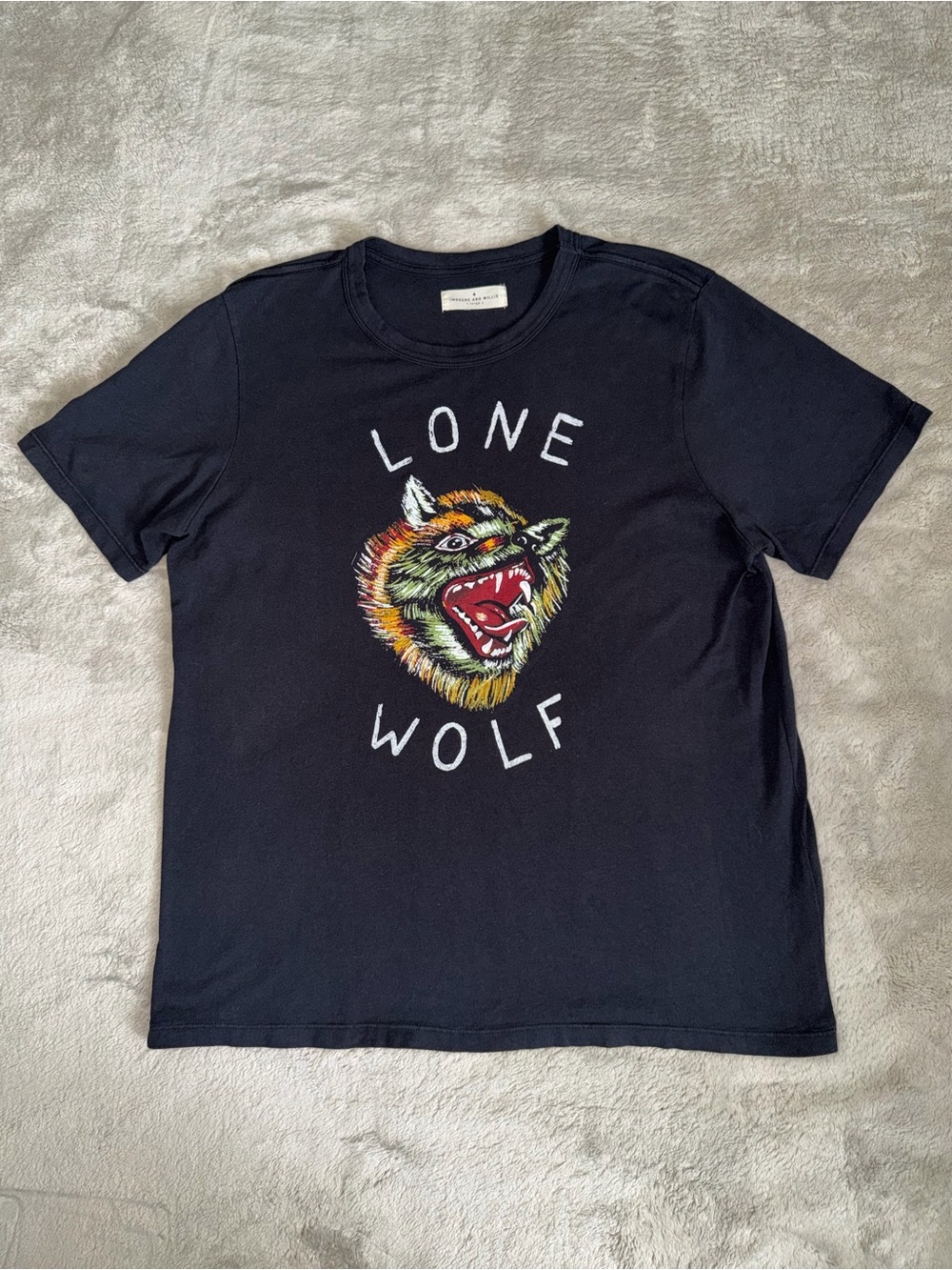Imogene + Willie Lone Wolf Men’s Graphic T-Shirt L Large Black Short Sleeve